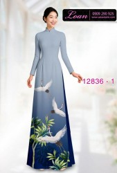 Vải áo dài chim hạc in 3D