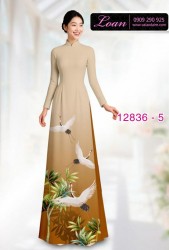 Vải áo dài chim hạc in 3D