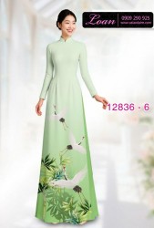 Vải áo dài chim hạc in 3D