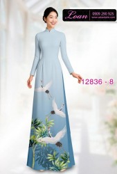 Vải áo dài chim hạc in 3D