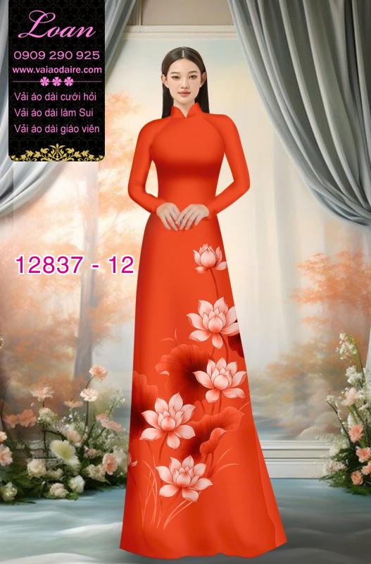 Vải áo dài hoa sen in 3D