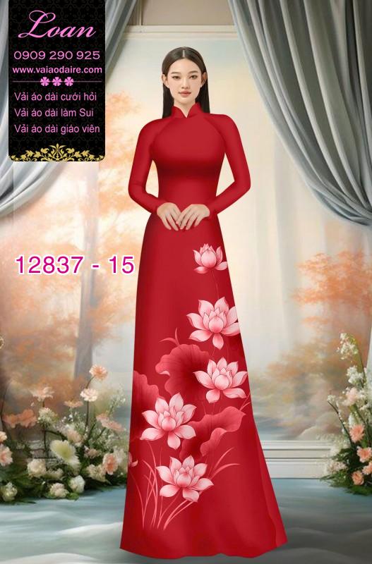 Vải áo dài hoa sen in 3D