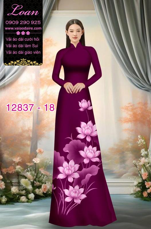 Vải áo dài hoa sen in 3D