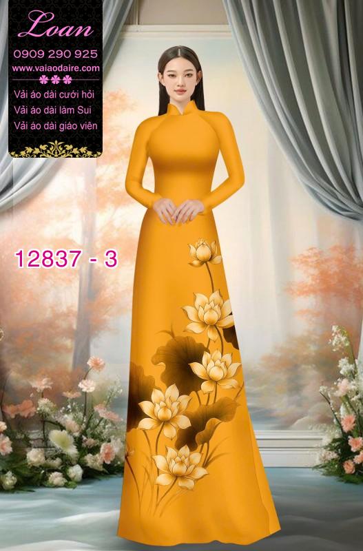 Vải áo dài hoa sen in 3D