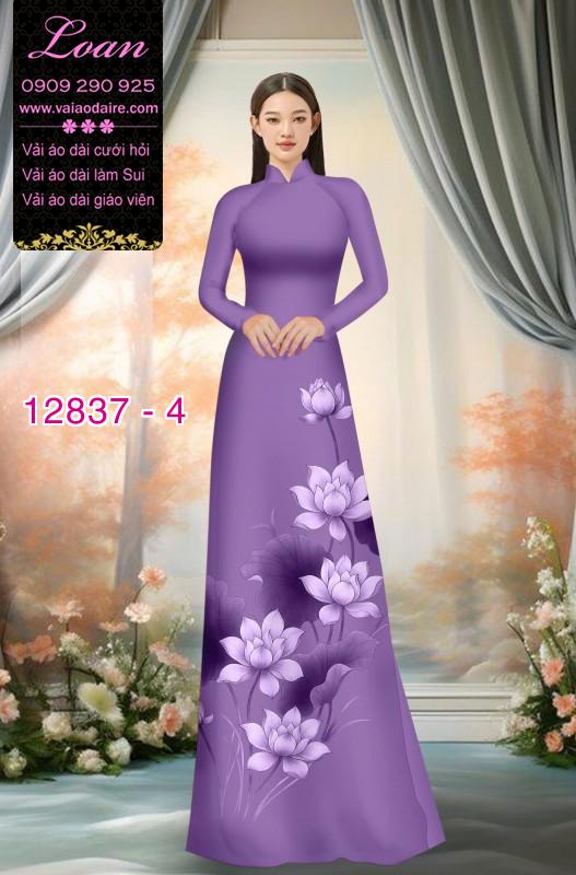 Vải áo dài hoa sen in 3D