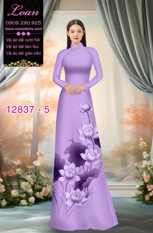 Vải áo dài hoa sen in 3D