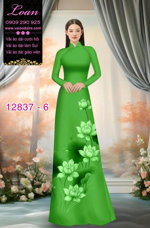 Vải áo dài hoa sen in 3D