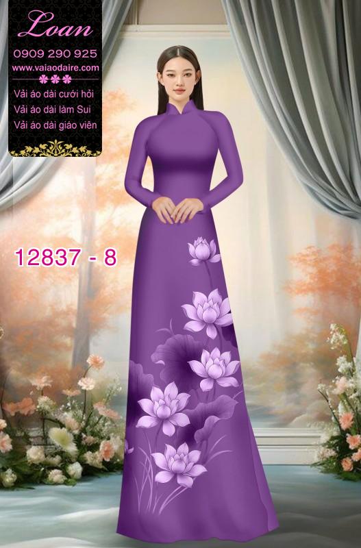 Vải áo dài hoa sen in 3D