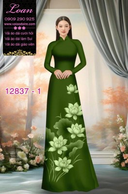 Vải áo dài hoa sen in 3D-DT 12837