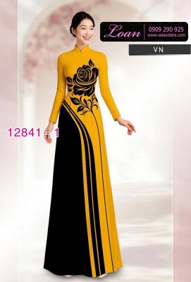 Vải áo dài hoa in hai da-DT 12841