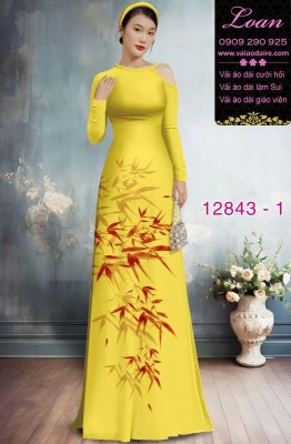 Vải áo dài hoa in hai da-DT 12843