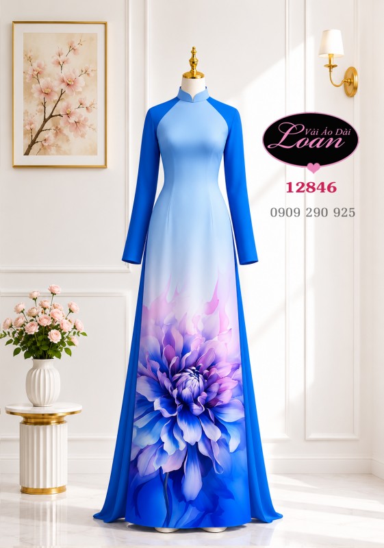 Vải áo dài hoa in 3D