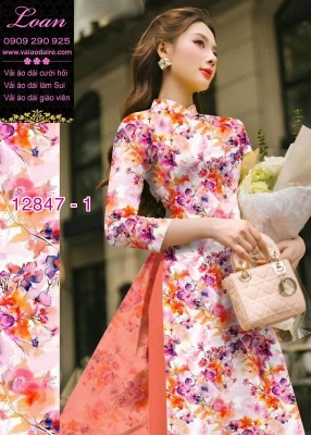 Vải áo dài hoa in 3D-DT 12847