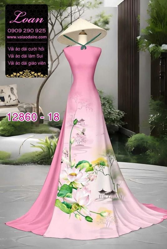 Vải áo dài hoa in 3D