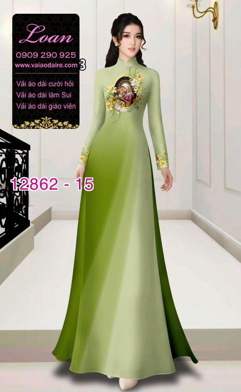 Vải áo dài hình đức mẹ