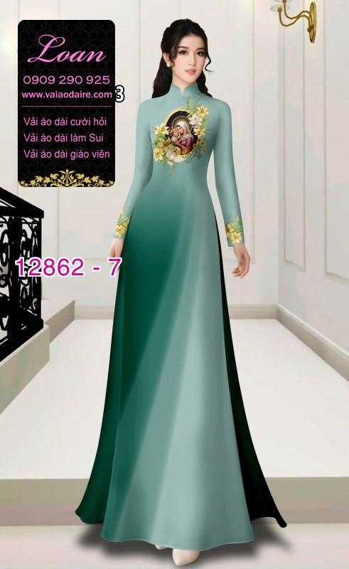 Vải áo dài hình đức mẹ