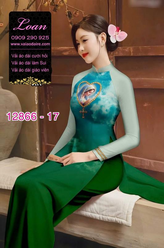 Vải áo dài hình đức mẹ in 3D