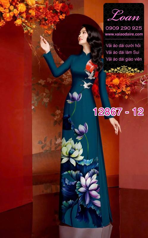 Vải áo dài hoa sen in 3D