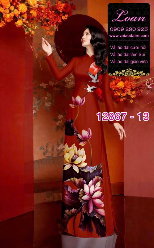Vải áo dài hoa sen in 3D