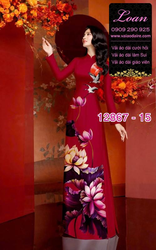 Vải áo dài hoa sen in 3D