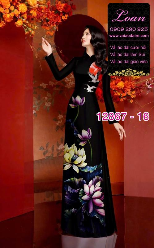 Vải áo dài hoa sen in 3D