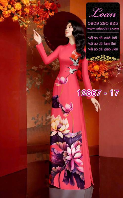 Vải áo dài hoa sen in 3D