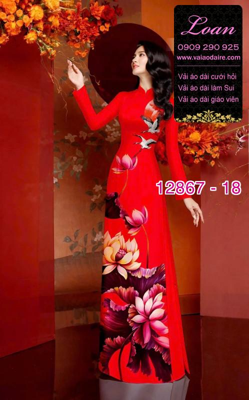 Vải áo dài hoa sen in 3D