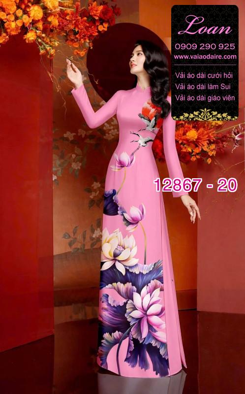 Vải áo dài hoa sen in 3D