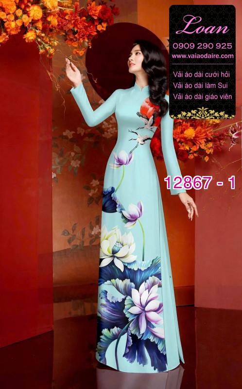 Vải áo dài hoa sen in 3D
