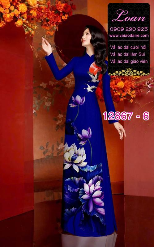 Vải áo dài hoa sen in 3D