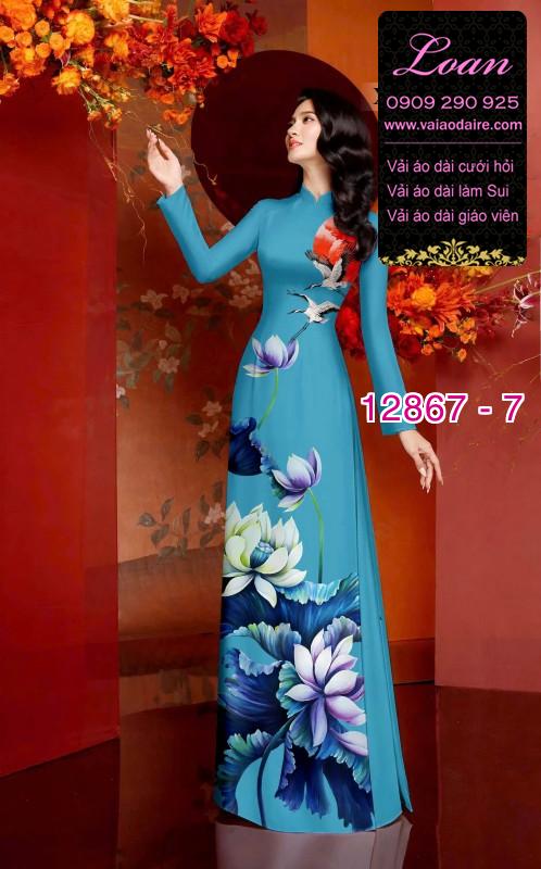 Vải áo dài hoa sen in 3D