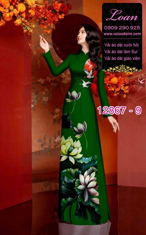 Vải áo dài hoa sen in 3D