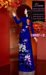 Vải áo dài hoa sen in 3D