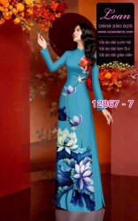 Vải áo dài hoa sen in 3D
