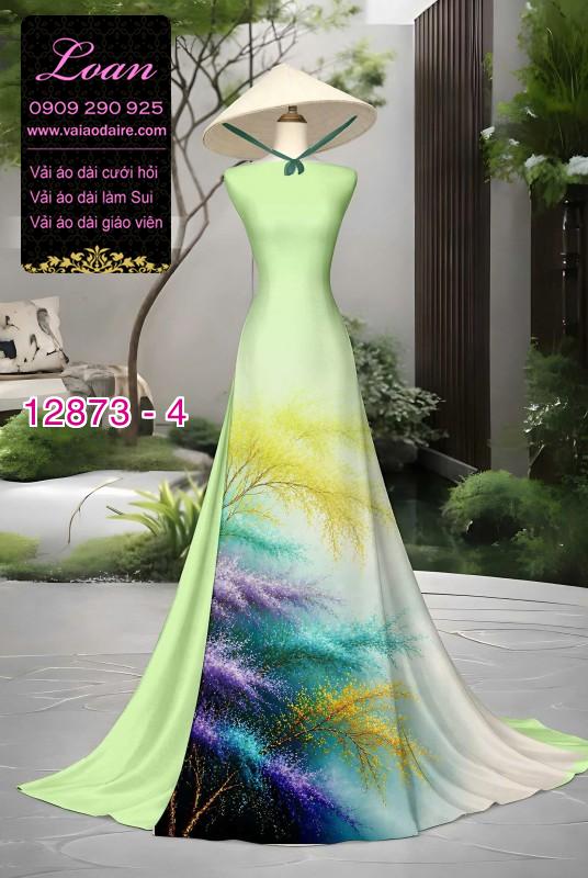 Vải áo dài hoa in 3D