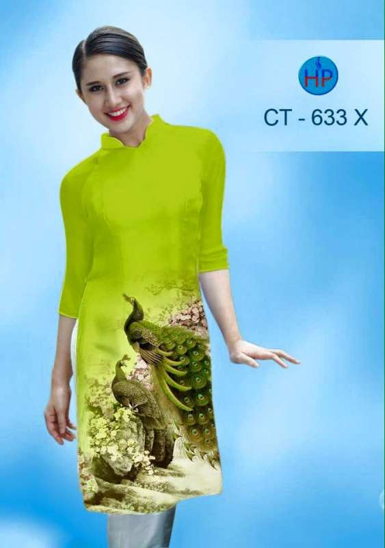 Vải áo dài cách tân chim Công