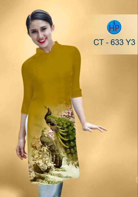 Vải áo dài cách tân chim Công