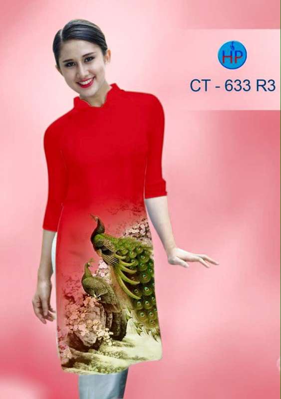 Vải áo dài cách tân chim Công