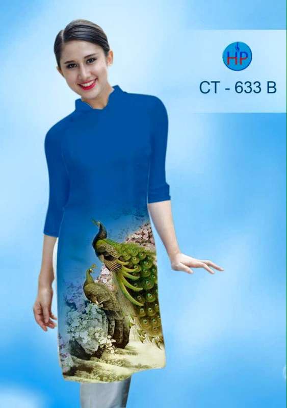 Vải áo dài cách tân chim Công