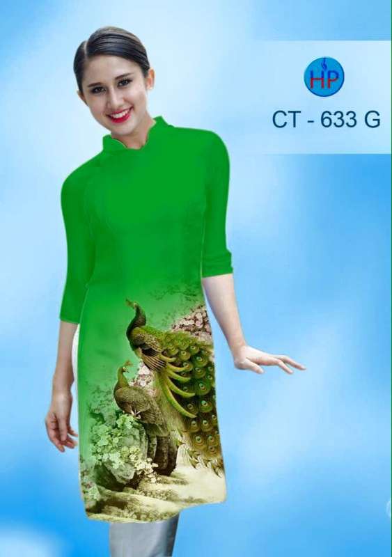 Vải áo dài cách tân chim Công