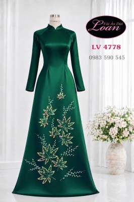 Vải áo dài kết pha lê sang trọng-ADK 12889