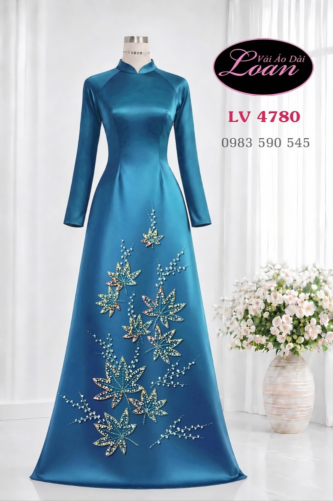 Vải áo dài kết pha lê sang trọng