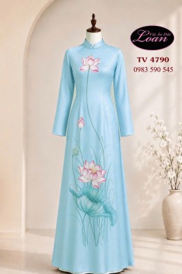 Vải áo dài vẽ - kết hoa sen-V3D 12897
