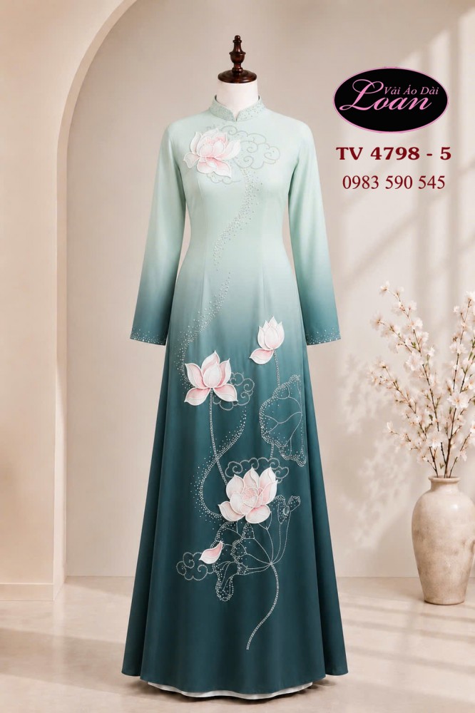 Vải áo dài kết hoa sen cao cấp