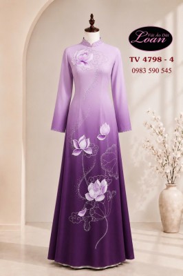 Vải áo dài kết hoa sen cao cấp-