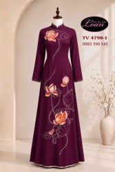 Vải áo dài kết hoa sen cao cấp