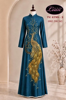 Vải áo dài kết chim công cao cấp-4799