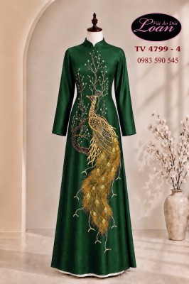 Vải áo dài kết chim công cao cấp-