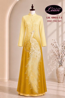 Vải áo dài kết chim công cao cấp-ADK 12914