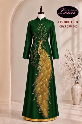 Vải áo dài kết chim công cao cấp-